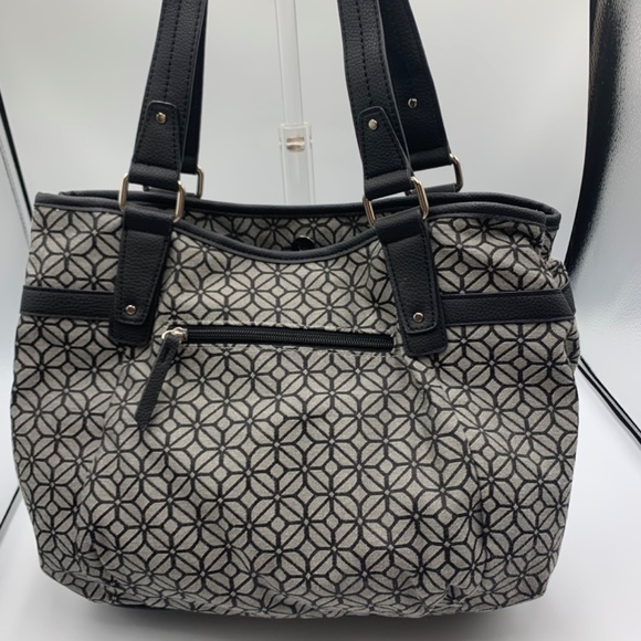Rossetti shoulder/satchel in a black and grey geometric jacquard pattern - Picture 2 of 12